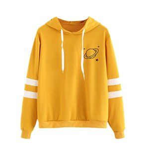 Women's Planet Print Varsity Striped Drawstring